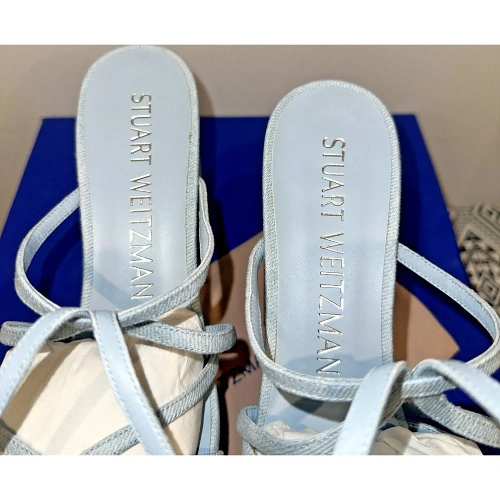 Stuart Weitzman EU 39/8.5B Barely There Sq Hi Platform Sandals Vint Light Denim